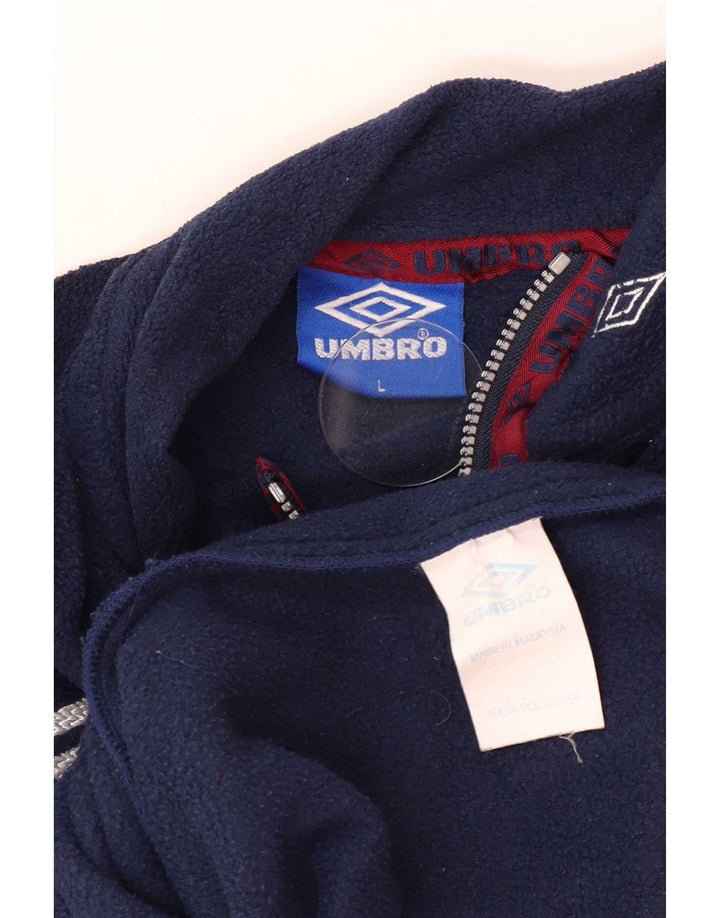 Мужской флисовый джемпер Umbro с рисунком на молнии, большой размер, темно-синий, полиэстер