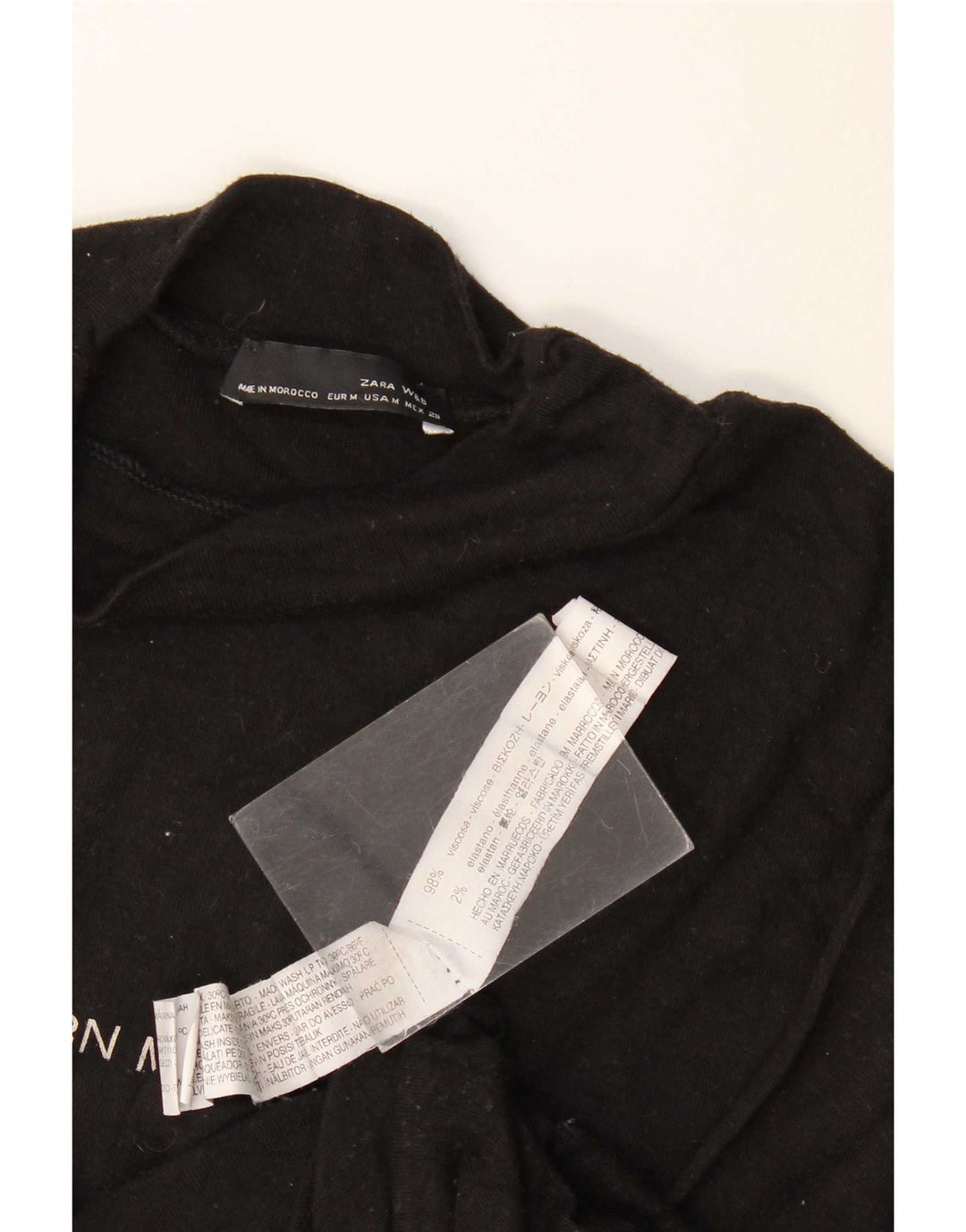 Женский топ с рисунком Zara, рукав 3/4, UK 14, средний черный, вискоза