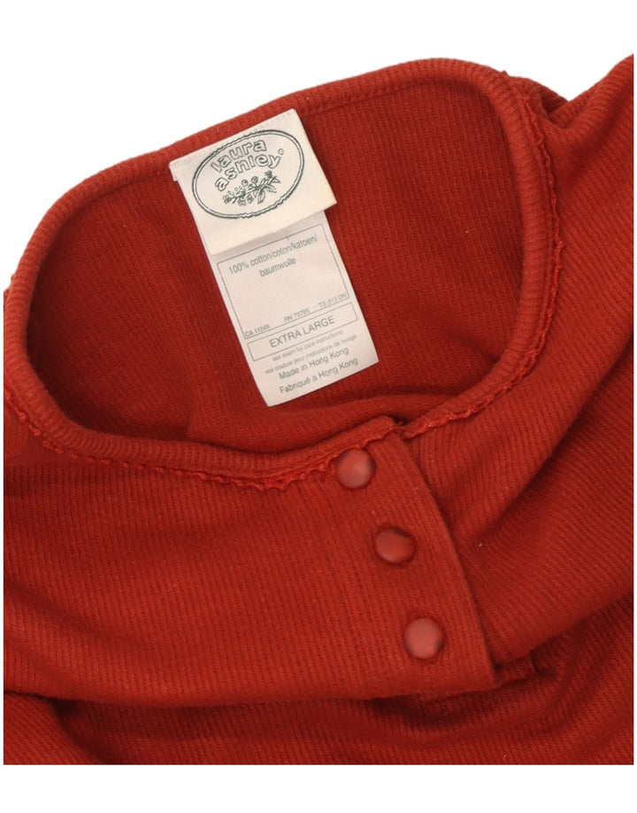 LAURA ASHLEY Женский топ оверсайз с длинными рукавами, Великобритания 18 XL, красный хлопок