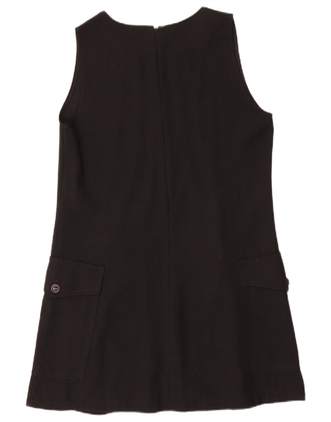 Винтажное женское платье А-силуэта без рукавов, Великобритания, 12, средний черный, шерсть