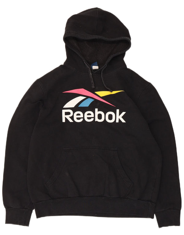 Женский джемпер с капюшоном Reebok UK 16, большой черный хлопок