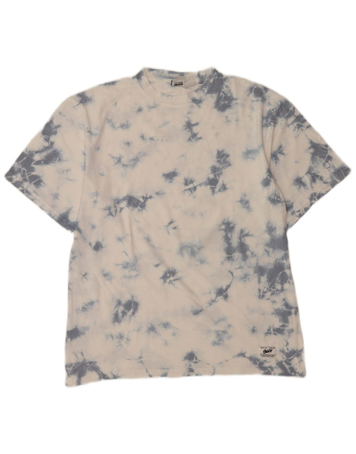 Мужская футболка Pull & Bear Top XS из хлопка белого цвета с принтом тай-дай