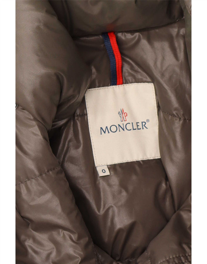 Moncler Мужская стеганая куртка с капюшоном, размер 0 XS, хаки, полиамид