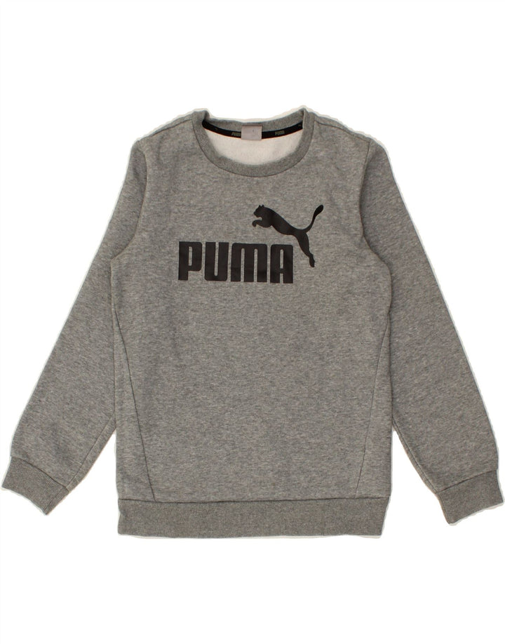 PUMA Boys Graphic Sweatshirt Jumper 11-12 Years Large Grey Cotton Vintage Puma and Second-Hand Puma from Messina Hembry 