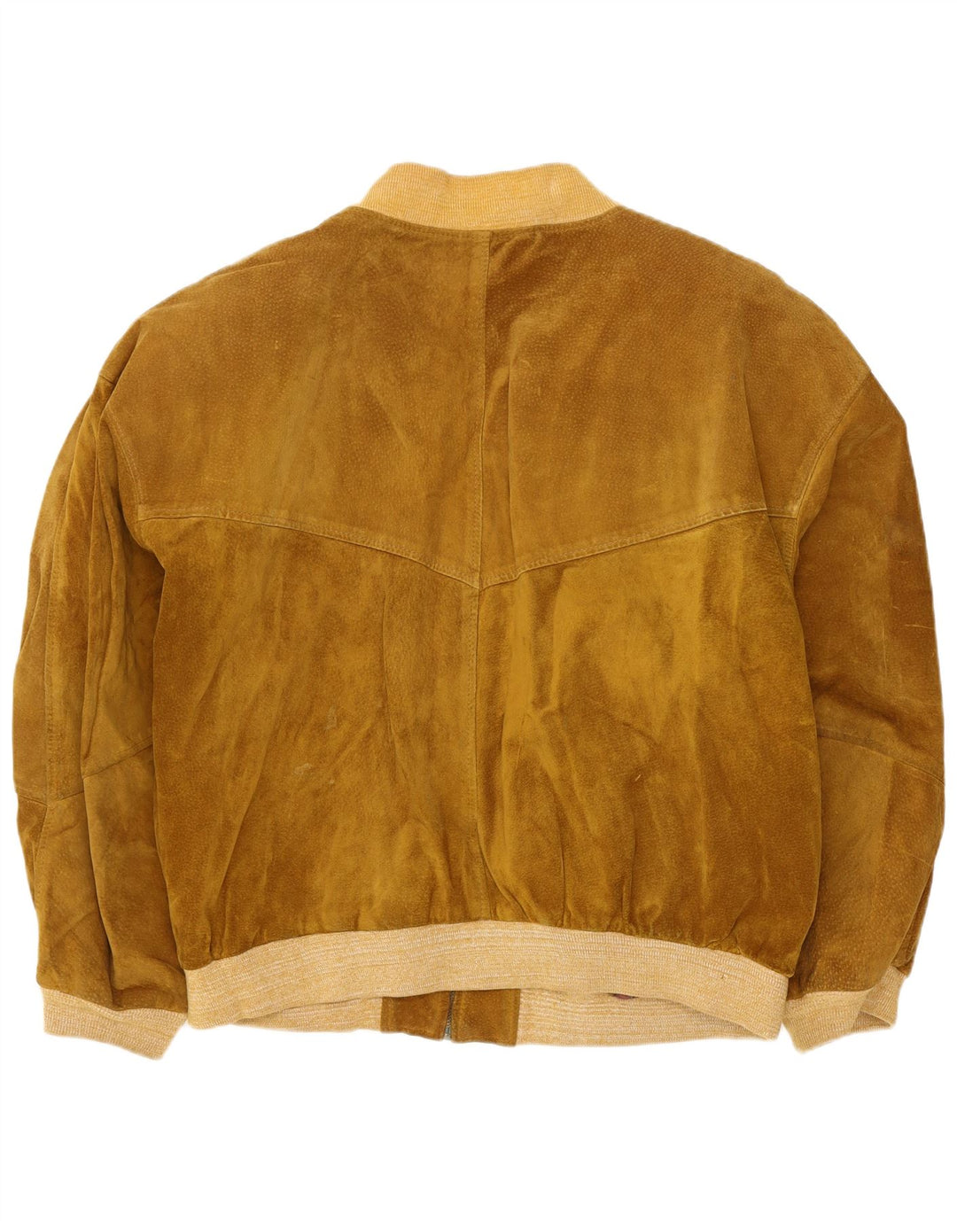 Винтажный женский замшевый бомбер оверсайз IT 46, большой, коричневый кожаный