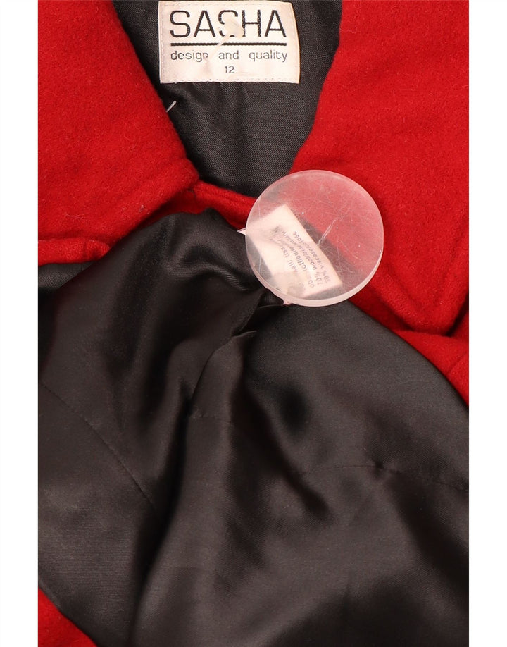 SASHA Женское двубортное пальто UK 12 Medium Red Wool