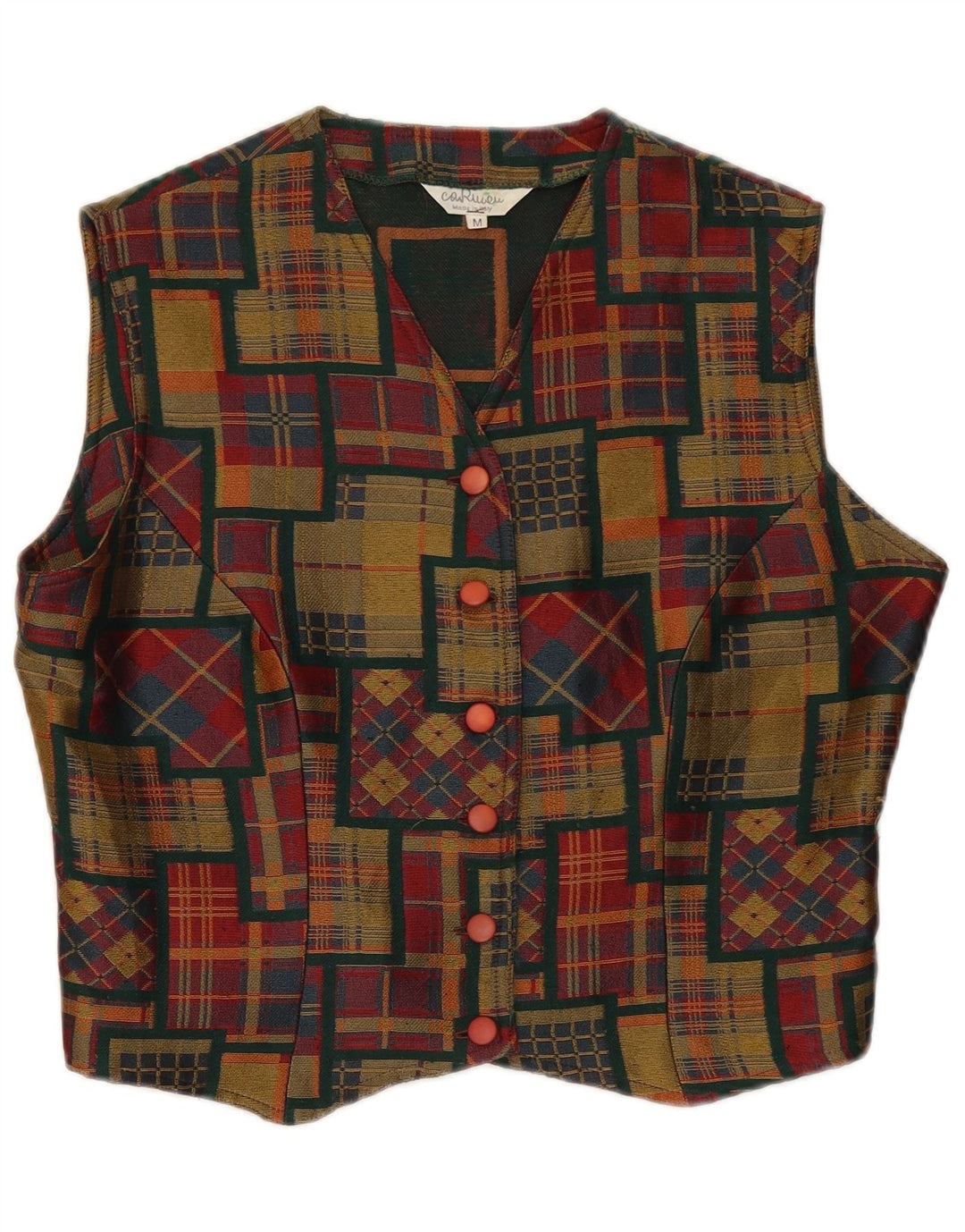 Винтажный женский укороченный жилет UK 14, средний разноцветный пэчворк