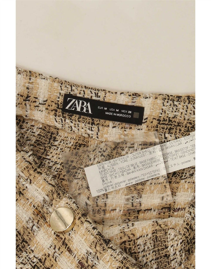 Женские повседневные шорты Zara Medium W28, коричневые полиэстер в клетку