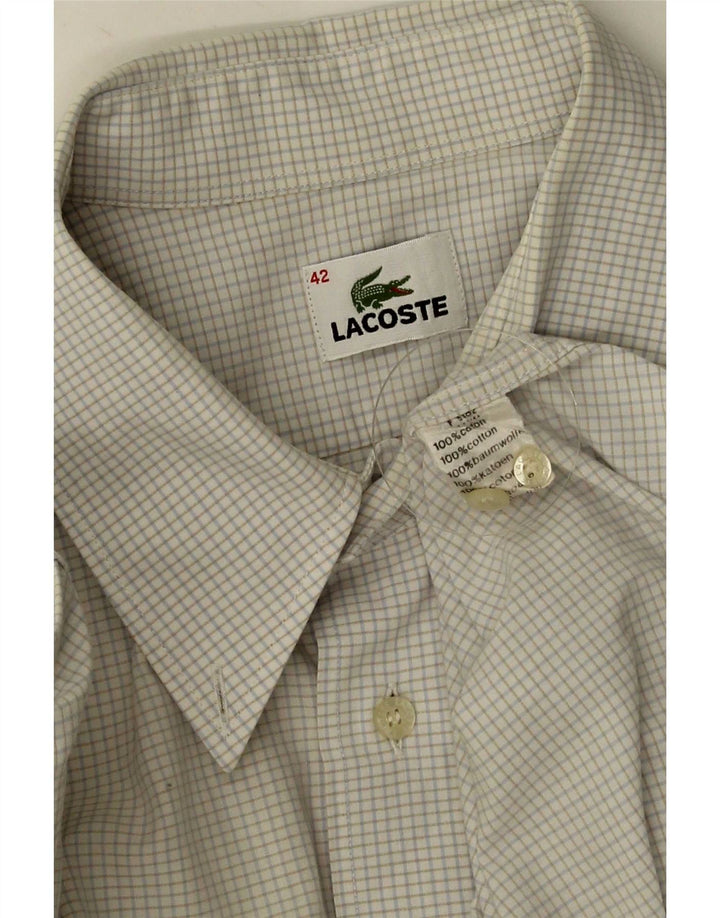 Мужская рубашка с коротким рукавом Lacoste, размер 42, большая белая клетка, хлопок