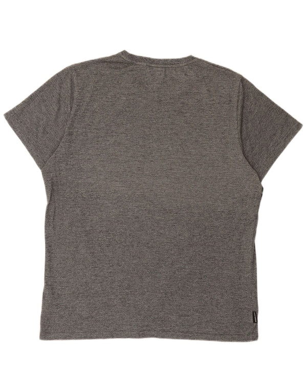 Мужская футболка с рисунком Superdry, топ 3XL, серая, хлопок с цветными блоками