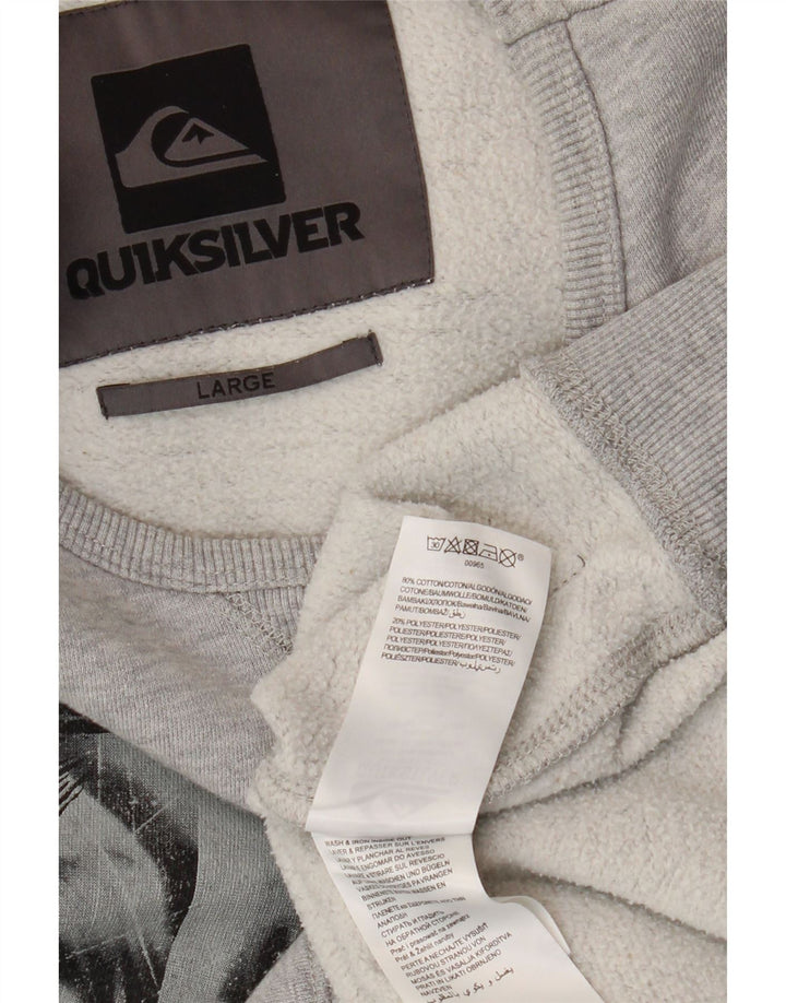 Мужской свитшот с рисунком Quiksilver, большой серый хлопковый джемпер