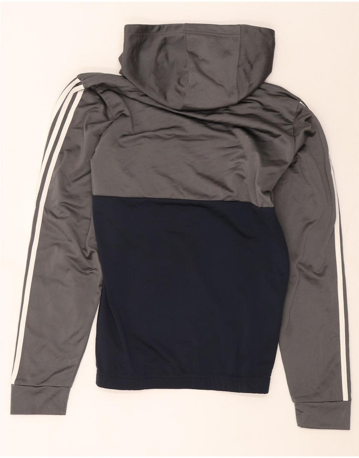 Мужской джемпер с капюшоном Adidas, маленький серый, полиэстер с цветными блоками