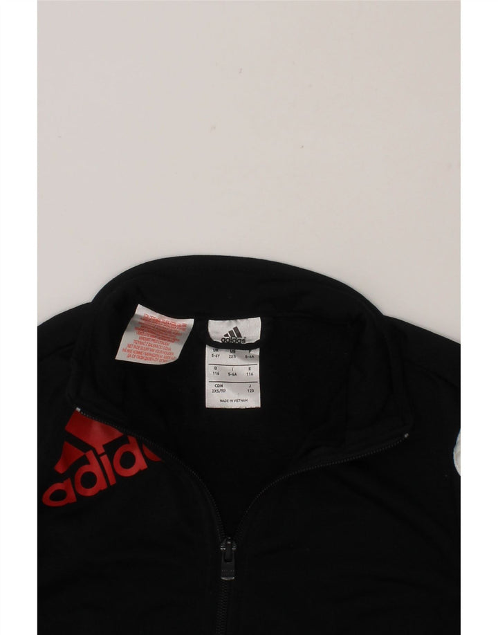 ADIDAS Boys Graphic Tracksuit Top Jacket 5-6 Years Black Colourblock Vintage Adidas and Second-Hand Adidas from Messina Hembry 