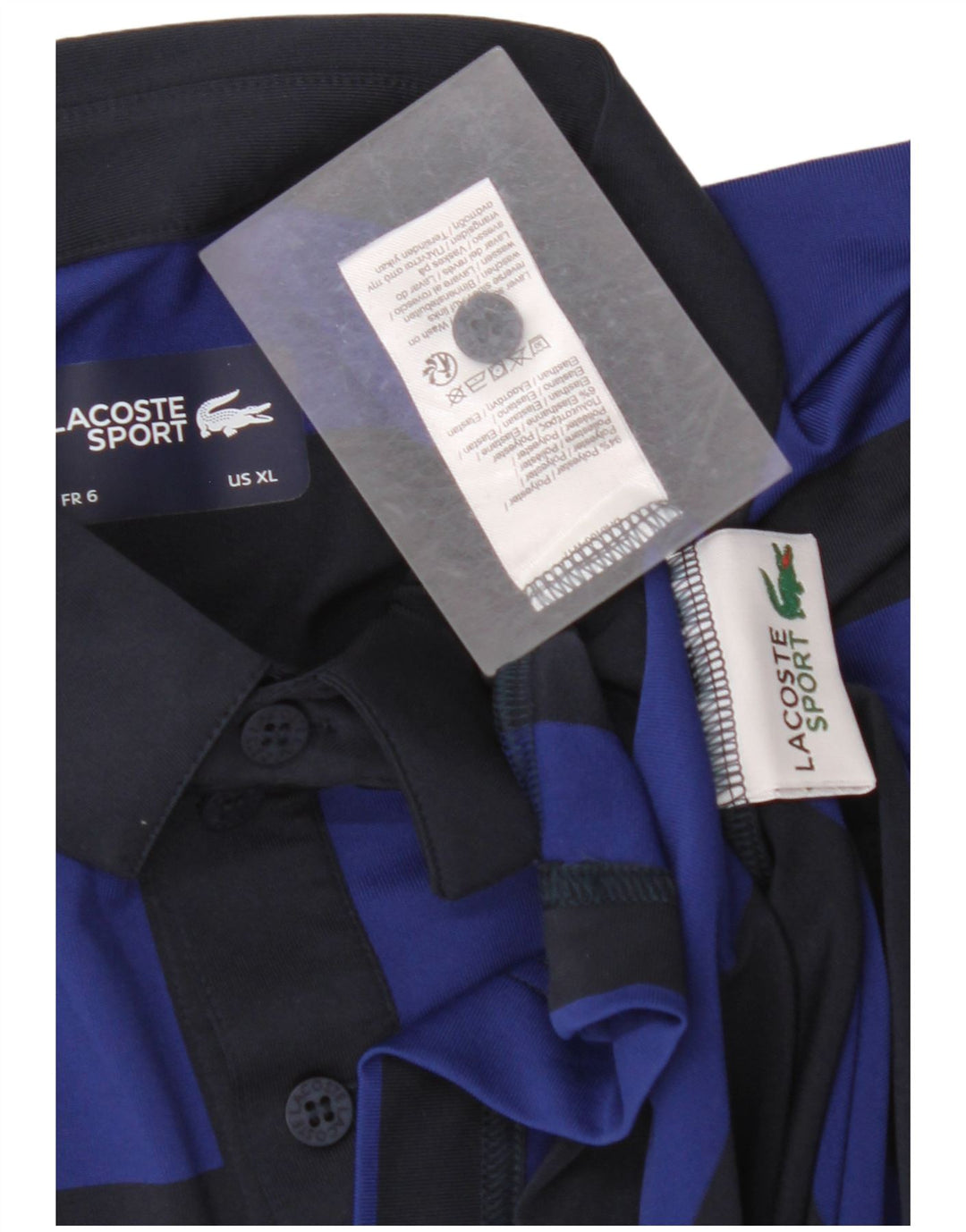 Мужская рубашка-поло LACOSTE, размер 6 XL, темно-синяя полоска, полиэстер