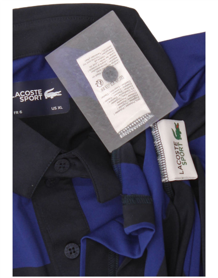 Мужская рубашка-поло LACOSTE, размер 6 XL, темно-синяя полоска, полиэстер