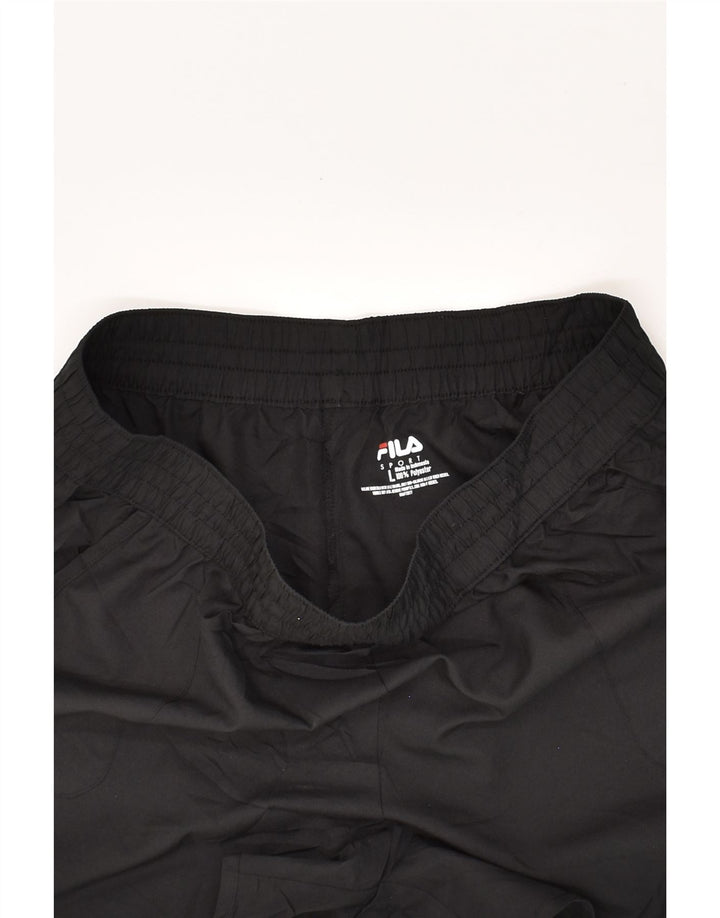 FILA Womens Sport Shorts UK 14 Large Black Polyester | Vintage Fila | Thrift | Second-Hand Fila | Used Clothing | Messina Hembry 