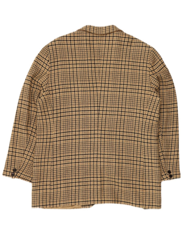 Женский пиджак GENNY на 2 пуговицах, США 14, XL, бежевый, шелковый в клетку