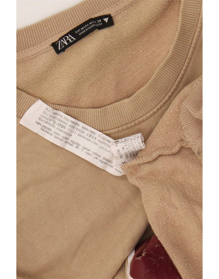 Мужской свитшот Zara с рисунком, хлопковый джемпер среднего бежевого цвета