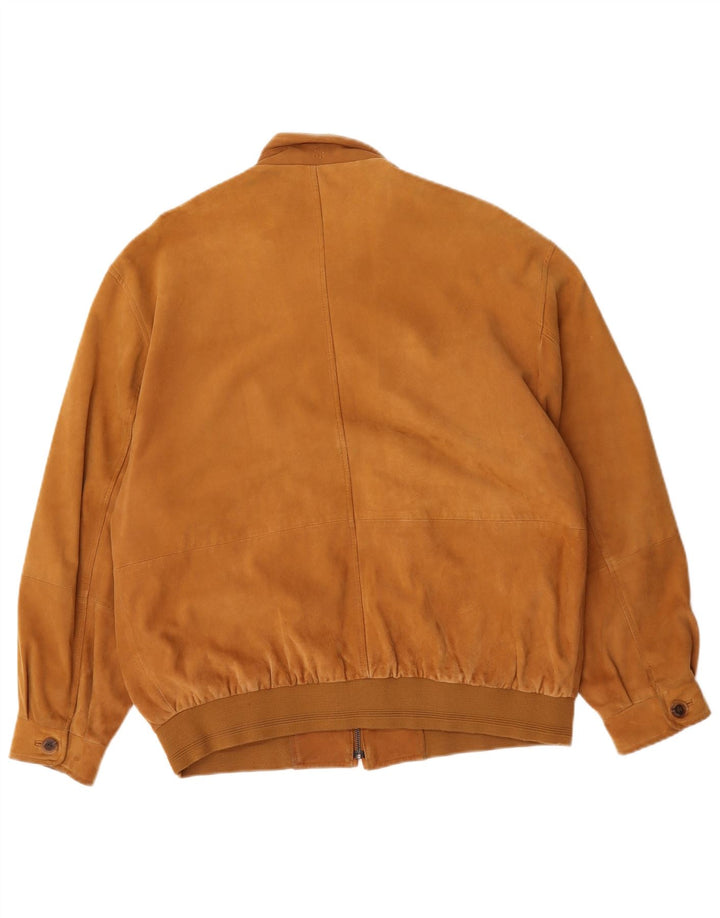 Мужская замшевая куртка-бомбер Daniel Hechter UK 40, большая коричневая кожаная