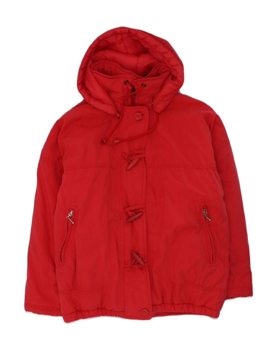 VINTAGE Girls Hooded Duffle Jacket 11-12 Years Red Cotton | Vintage Vintage | Thrift | Second-Hand Vintage | Used Clothing | Messina Hembry 