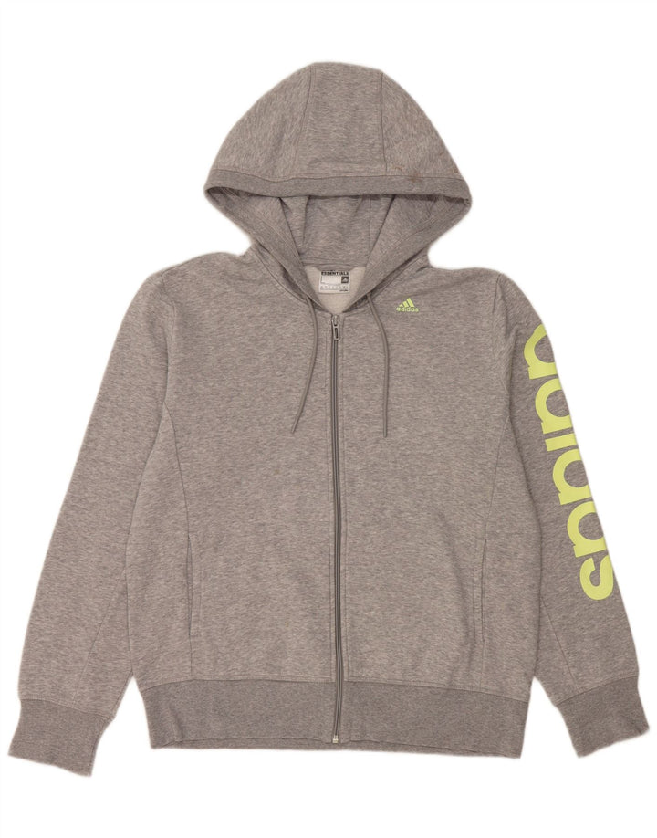 Женский свитер с капюшоном ADIDAS Climalite Graphic Zip UK 16/18, большой серый