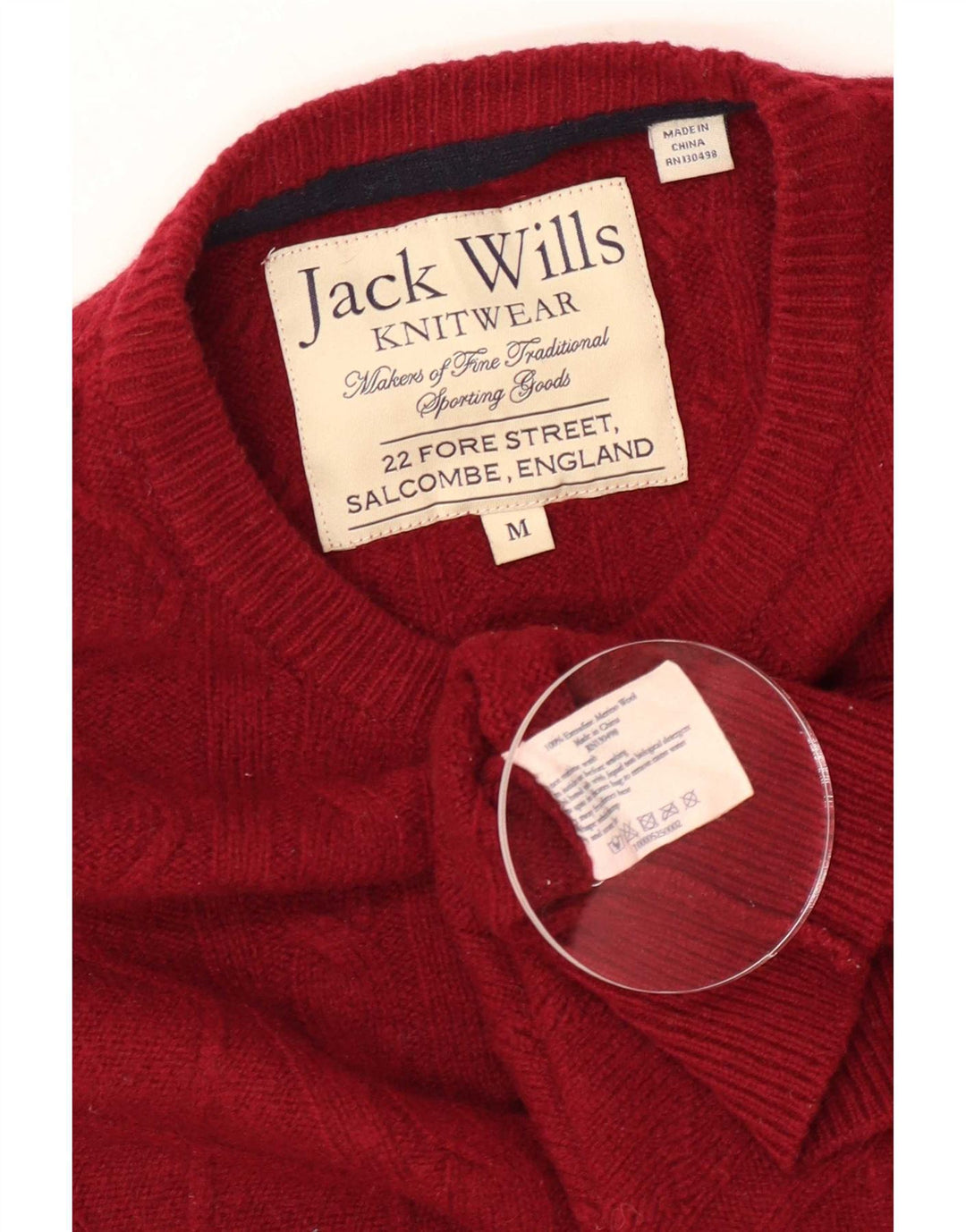 Мужской джемпер с круглым вырезом Jack Wills, средний бордовый свитер из мериносовой шерсти