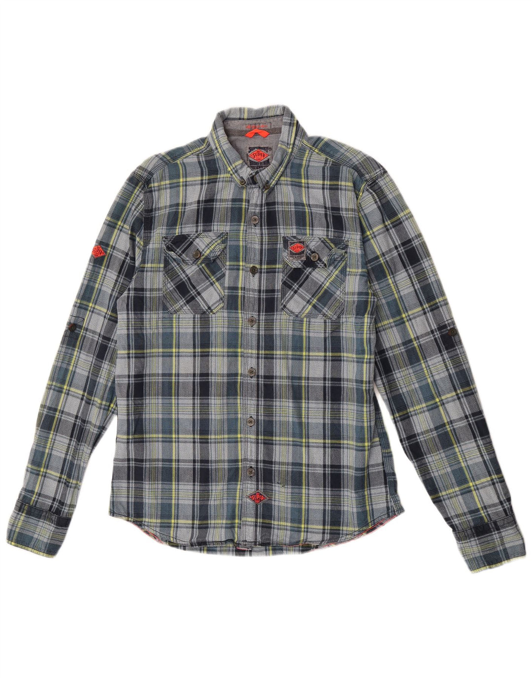Мужская фланелевая рубашка Superdry 2XL, серая клетка, хлопок