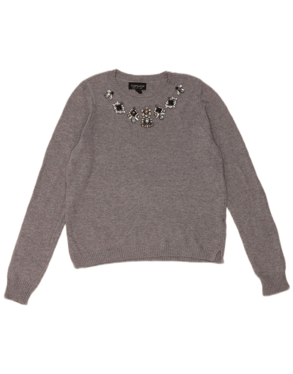 Женский укороченный джемпер с круглым вырезом Topshop UK 6 XS, серый нейлон