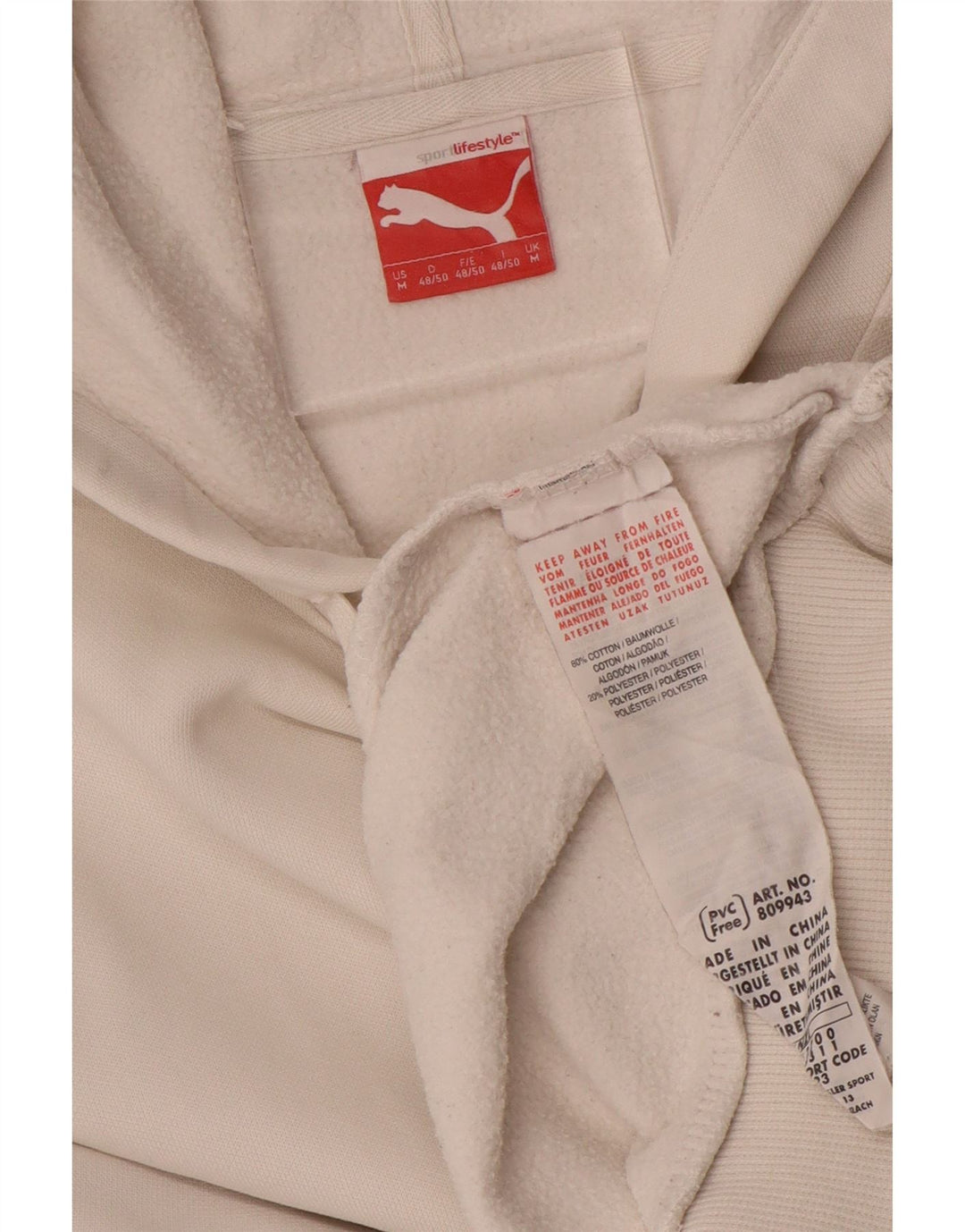 Мужской джемпер с капюшоном PUMA, средний белый хлопок, белый