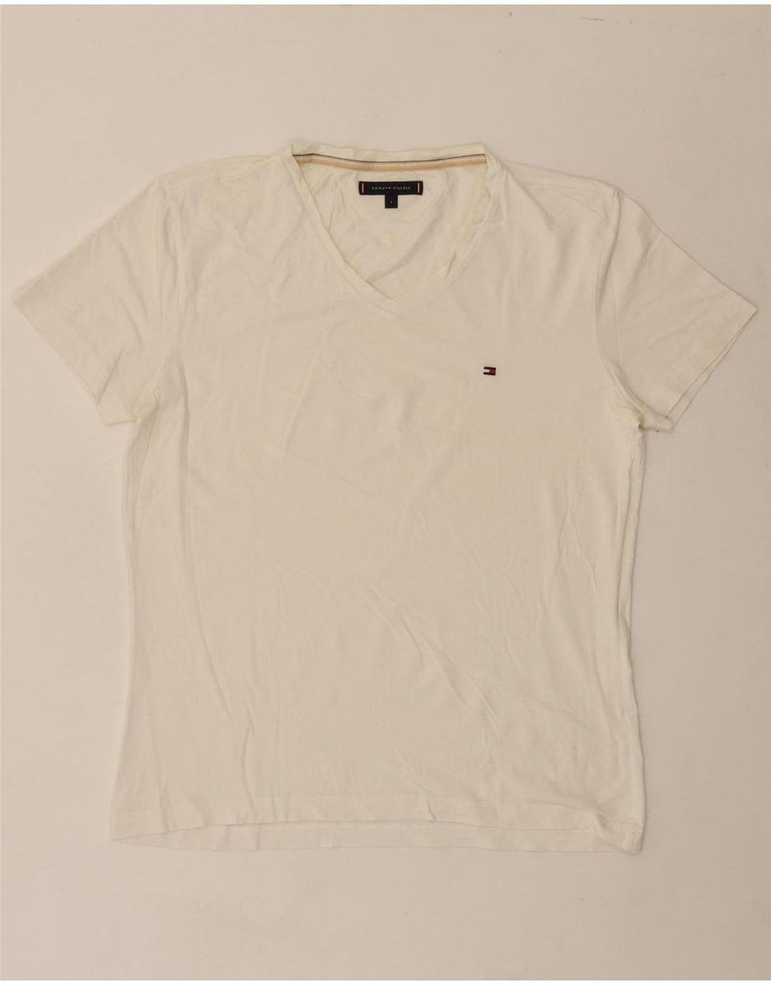 TOMMY HILFIGER Womens T-Shirt Top UK 16 Large White Vintage Tommy Hilfiger and Second-Hand Tommy Hilfiger from Messina Hembry 