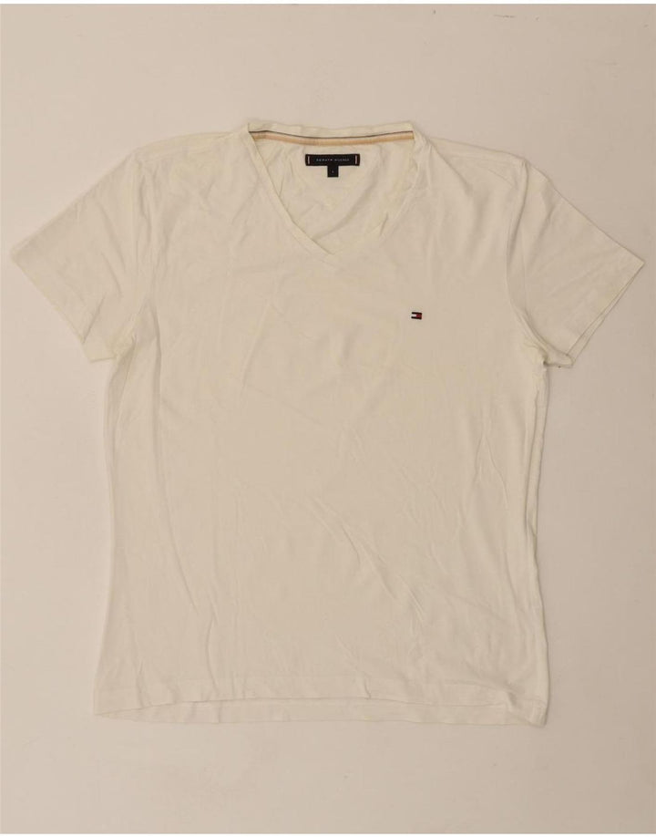 TOMMY HILFIGER Womens T-Shirt Top UK 16 Large White Vintage Tommy Hilfiger and Second-Hand Tommy Hilfiger from Messina Hembry 
