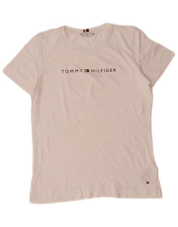 Женская футболка с рисунком Tommy Hilfiger Top UK 14, средний белый хлопок