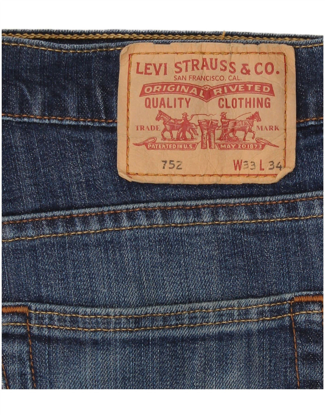 Женские прямые джинсы Levi's 752 W33 L31 синие, хлопок