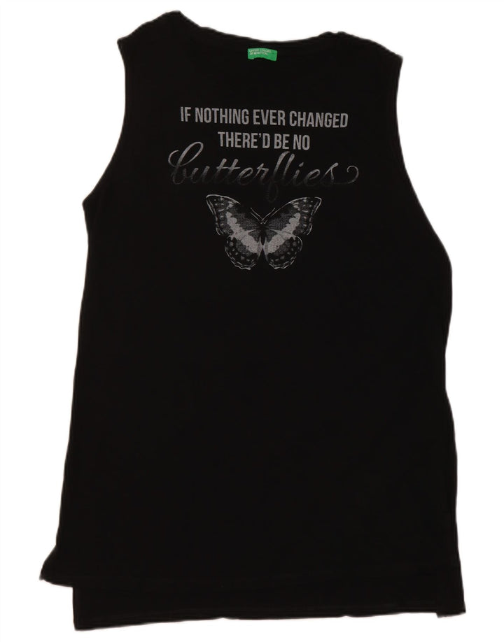 Женский жилет с рисунком Benetton Top UK 14 Medium Black Butterfly
