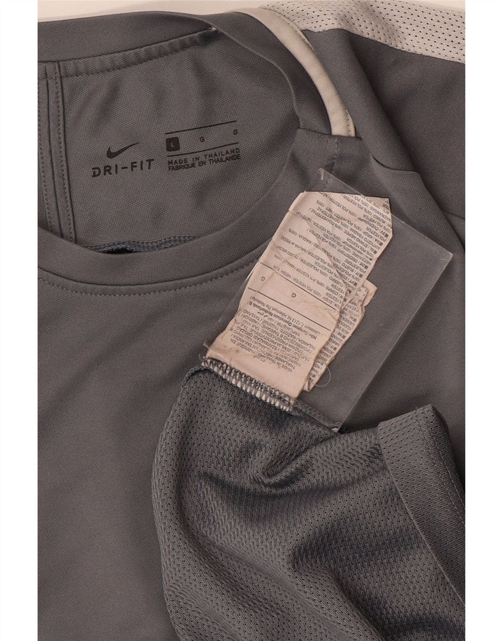 Мужская футболка Nike Dri Fit, большой серый полиэстер с цветными блоками