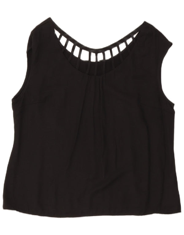 LAURA ASHLEY Женская блузка без рукавов, топ UK 18 XL, черная вискоза