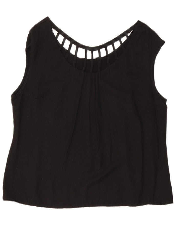 LAURA ASHLEY Женская блузка без рукавов, топ UK 18 XL, черная вискоза