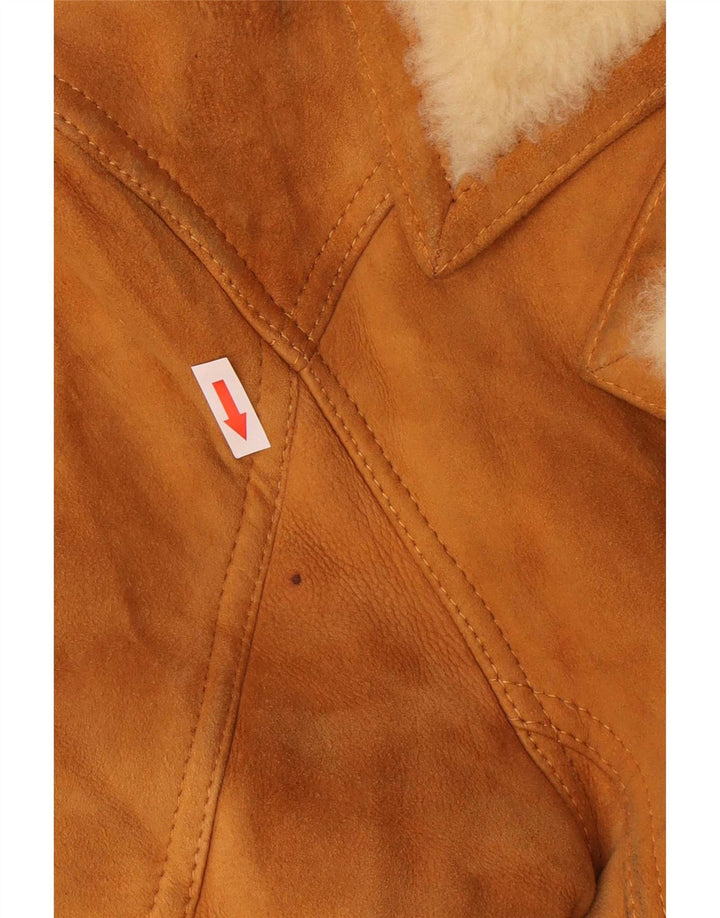 Винтажное мужское пальто из овчины IT 48 Medium Beige Leather