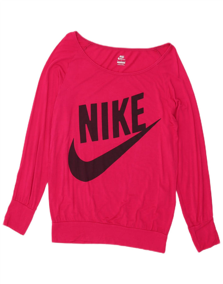 Женский топ с длинным рукавом Nike Graphic Top UK 14, средний розовый из вискозы
