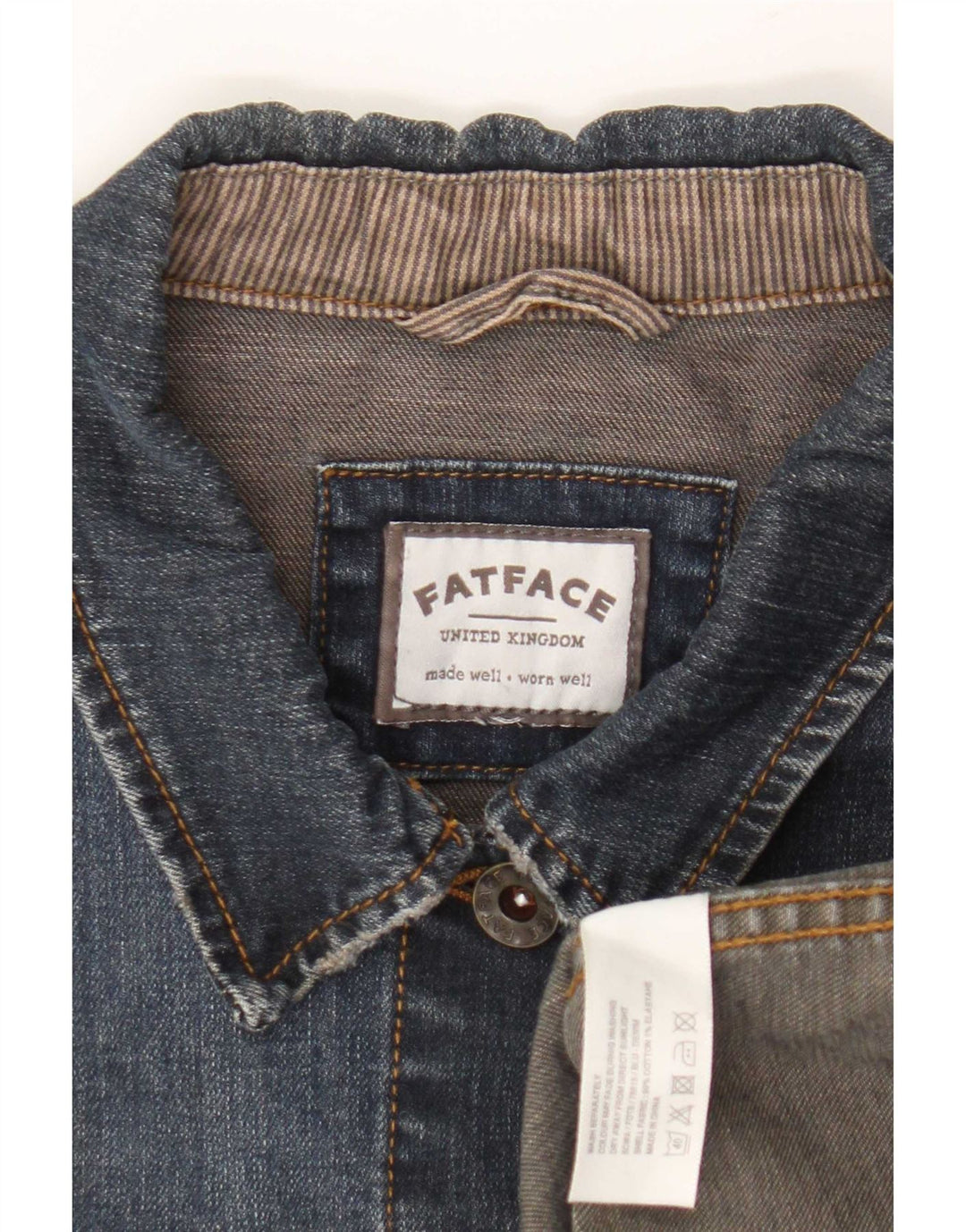 Женская джинсовая куртка Fat Face UK 14, хлопок среднего синего цвета