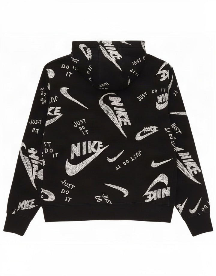 Мужской джемпер с капюшоном с рисунком Nike, средний черный, хлопковый