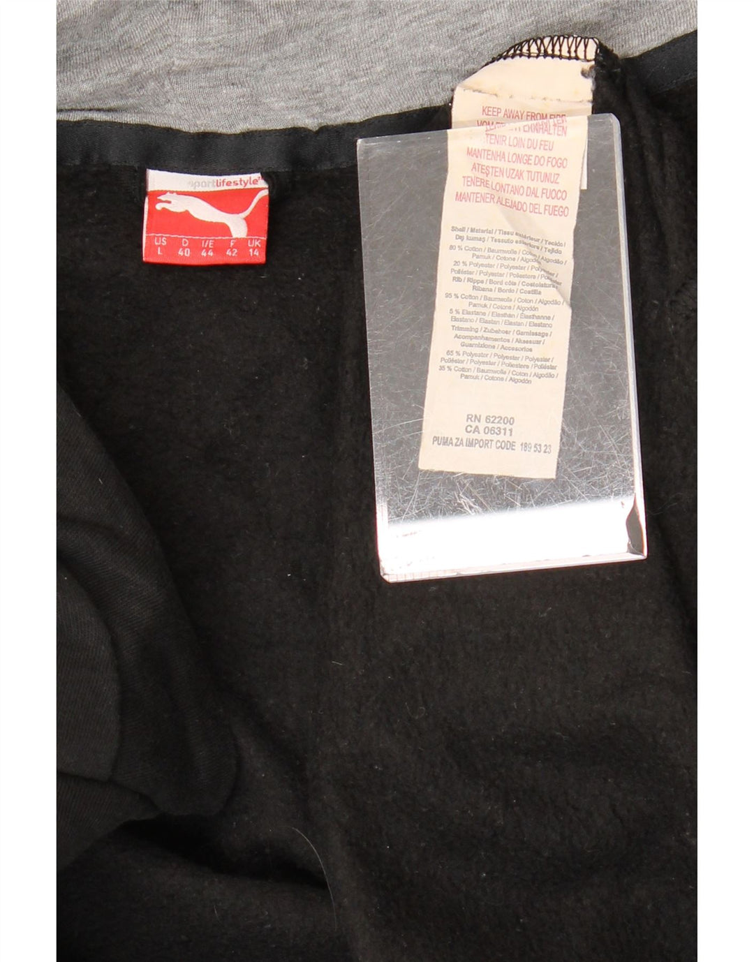 Женский свитер с капюшоном на молнии с графическим рисунком PUMA UK 14, большой черный хлопок