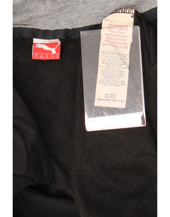 Женский свитер с капюшоном на молнии с графическим рисунком PUMA UK 14, большой черный хлопок