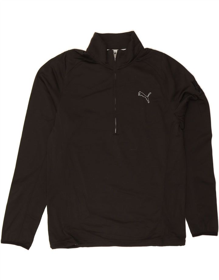 PUMA Mens Zip Neck Pullover Tracksuit Top Large Black Polyester Vintage Puma and Second-Hand Puma from Messina Hembry 