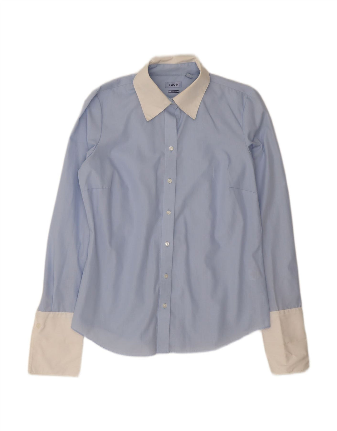 IZOD Womens Formal Shirt UK 14 Medium Blue Colourblock Cotton