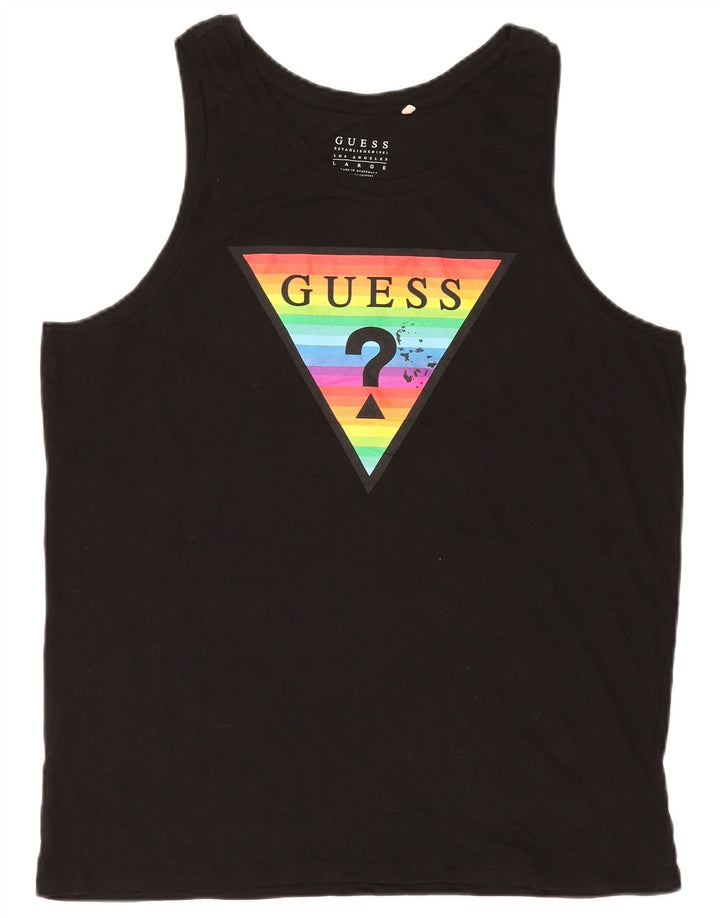 Мужской жилет Guess с рисунком, большой черный хлопок