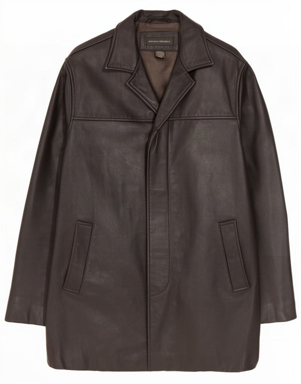 Мужское кожаное пальто Banana Republic UK 38 средний черный