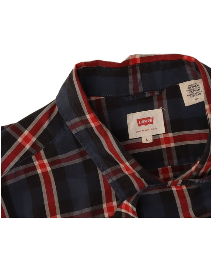 LEVI'S Mens Shirt Large Navy Blue Check