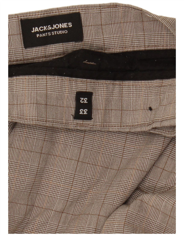 Мужские брюки узкого кроя Jack & Jones W33 L32 серые в клетку