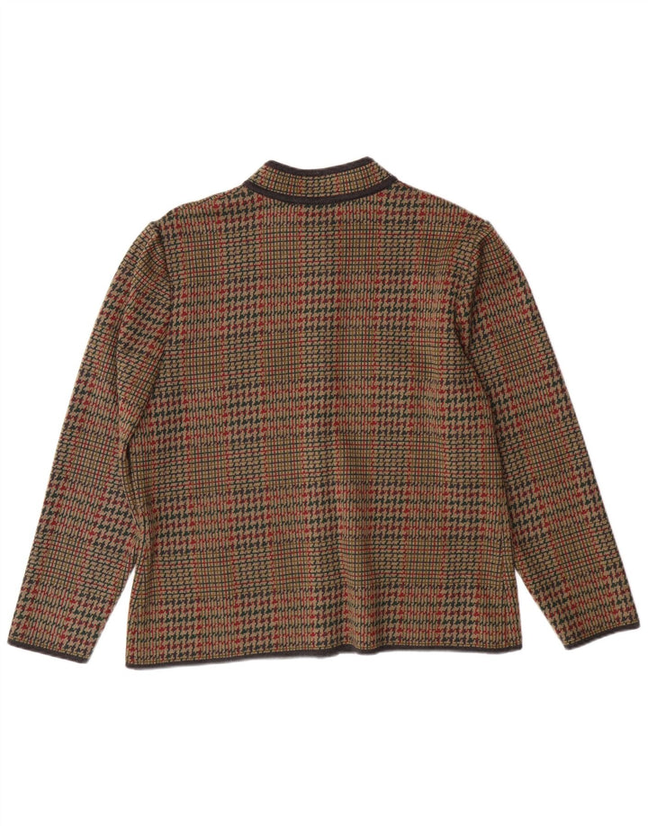 STIZZOLI Женский вязаный пиджак на 6 пуговицах IT 48 XL Коричневый с узором «гусиные лапки»